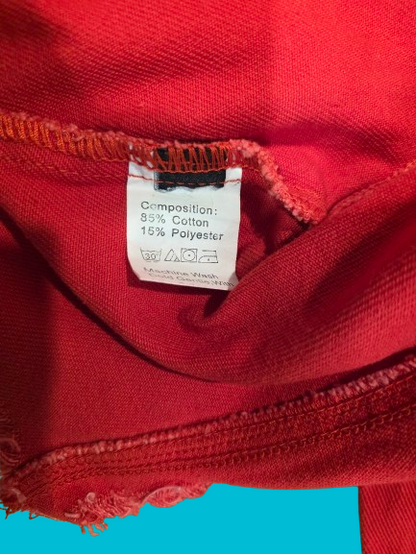 Women’s Cropped Red Denim Jacket – Beaded Bee Patch Detail